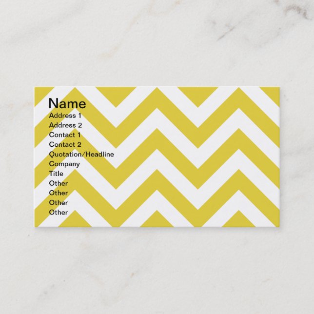 Carte De Visite motif de zigzag d'or de chevrons (Devant)