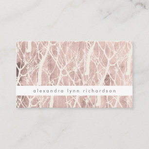Carte De Visite Motif des Faux Roses Gold et White Trendy Trees