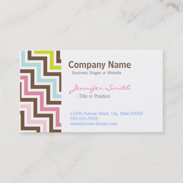 Carte De Visite Motif diagonal de Chevron de zigzag de couleurs (Devant)