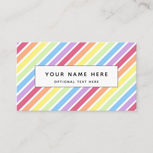 Carte De Visite Motif diagonal Pastel Stripes Arc-en-ciel (Devant)
