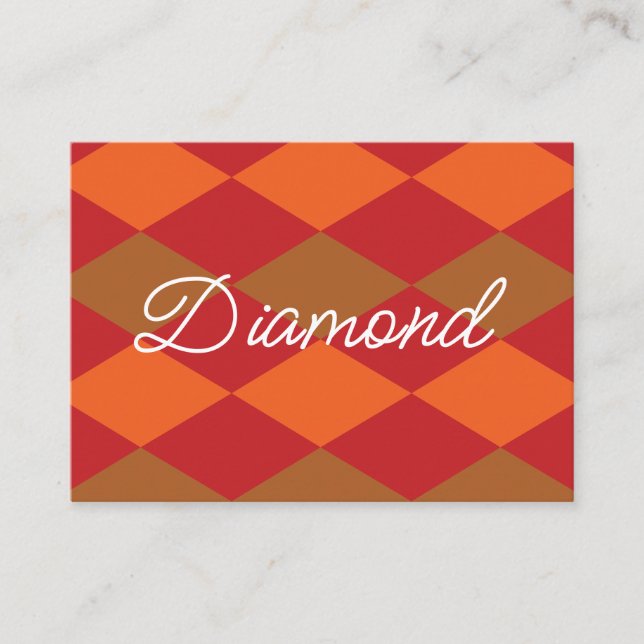 Carte De Visite Motif diamant à carreaux orange et vert  (Devant)