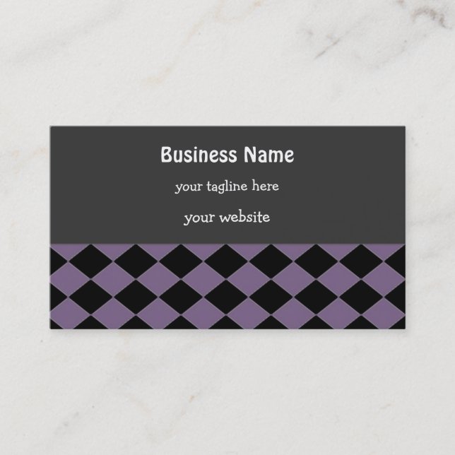 Carte De Visite Motif diamant noir et violet gras (Devant)
