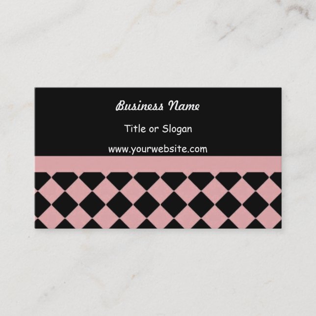 Carte De Visite Motif diamant rose et noir (Devant)