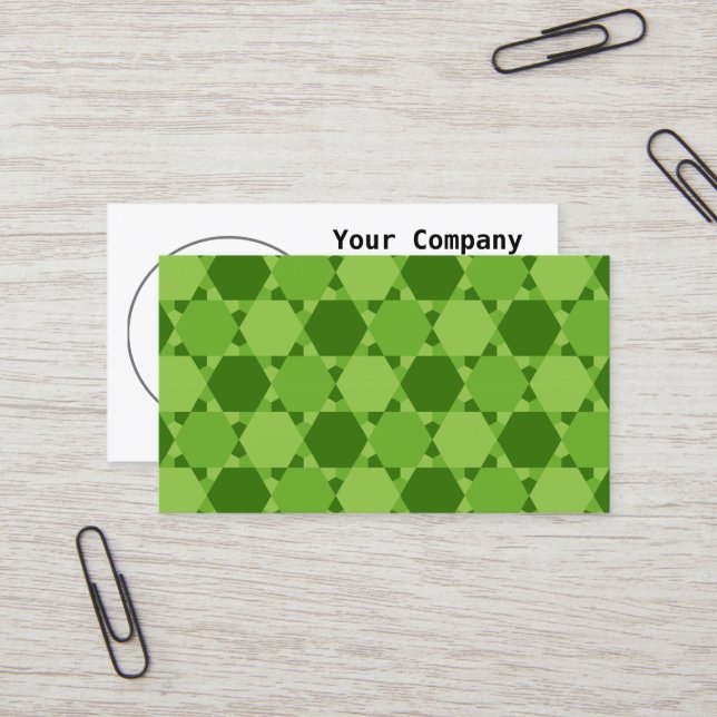 Carte De Visite Motif d'illusion optique à six points Green Star (Devant/Arrière en situation)