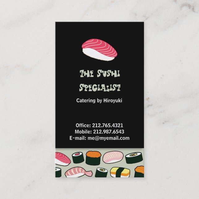 Carte De Visite Motif d'illustrations de l'Oishii Sushi (Devant)