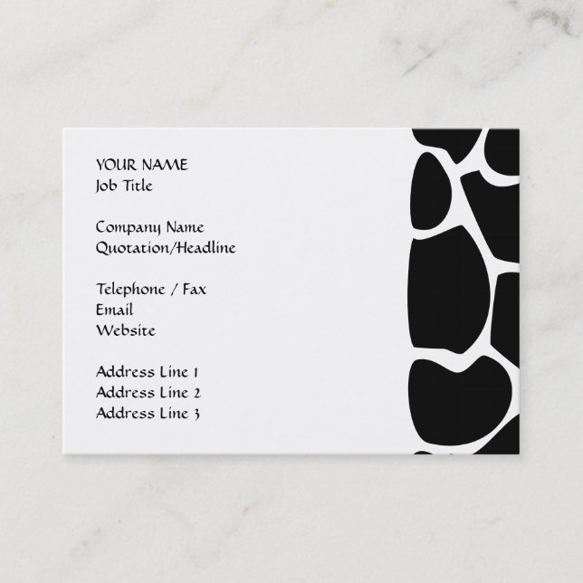 Carte De Visite Motif d'impression de girafe. Conception de poster (Devant)