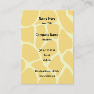 Carte De Visite Motif d'impression de girafe en jaune