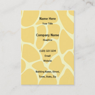 Carte De Visite Motif d'impression de girafe en jaune