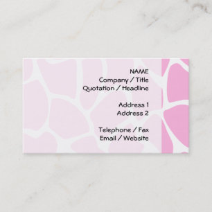 Carte De Visite Motif d'impression de girafe en rose de bonbons.