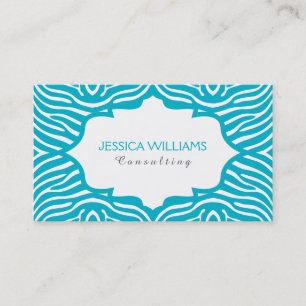 Carte De Visite Motif d'impression Turquoise & Blanc