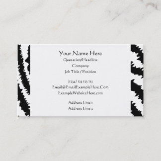 Carte De Visite Motif d'impression Zebra noir.