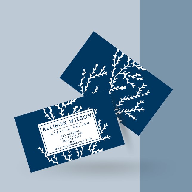 Carte De Visite Motif élégant aux algues - Thème Océan - Bleu Turq (Créateur téléchargé)