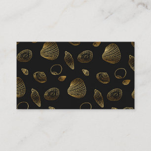 Carte De Visite Motif élégant Black Gold Seashells