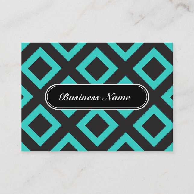 Carte De Visite Motif élégant de carré de graphique de turquoise (Devant)