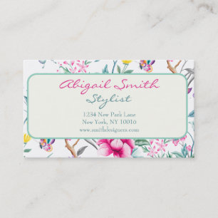 Carte De Visite Motif élégant floral et de papillons
