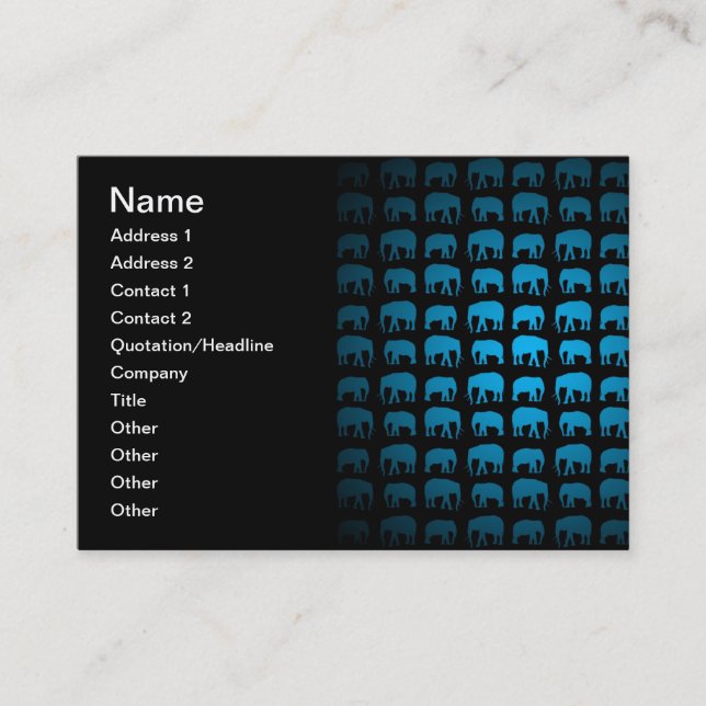 Carte De Visite Motif Éléphant Bleu (Devant)