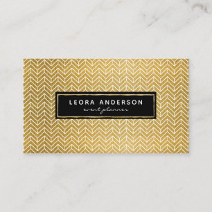 Carte De Visite Motif en arête de poisson d'or moderne chic