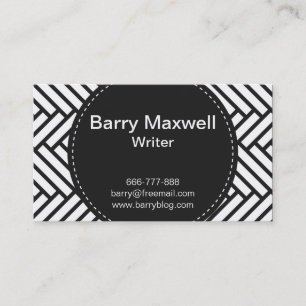 Carte De Visite motif en arête de poisson noir et blanc