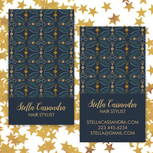 Carte De Visite Motif en carreaux modernes Élégant en plumes de fe (Créateur téléchargé)