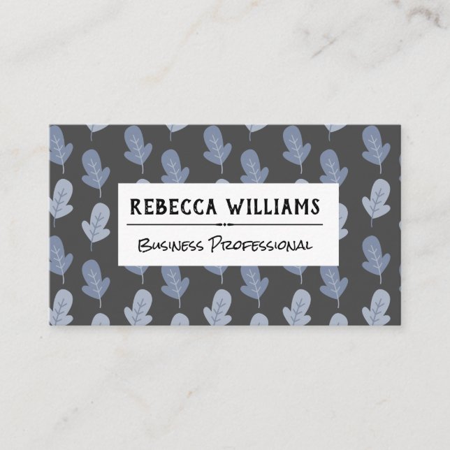 Carte De Visite Motif feuille bleue | Stylisé (Devant)
