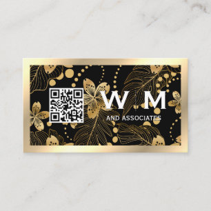 Carte De Visite Motif Feuille d'or Code QR