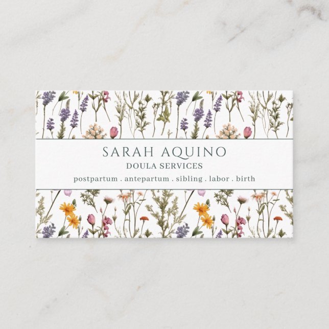 Carte de visite motif fleur sauvage rose violet Do (Devant)