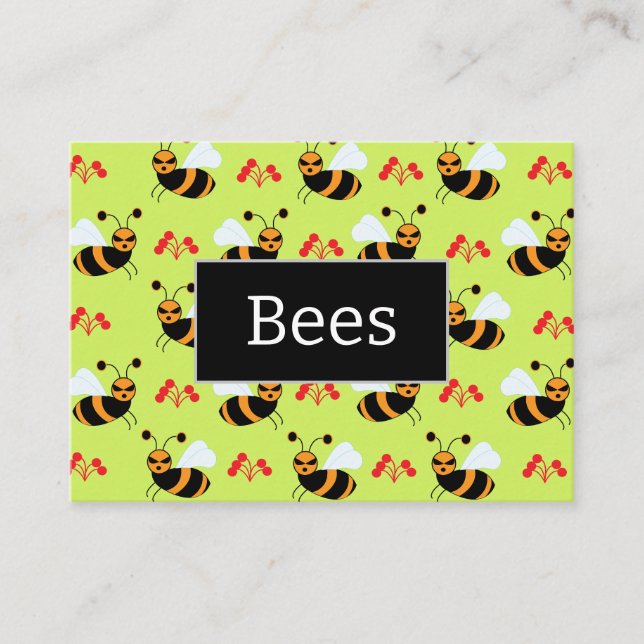 Carte De Visite Motif Fleurs Rouges Abeilles Abeille  (Devant)