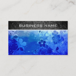 Carte De Visite motif floral bleu gris vintage