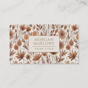 Carte De Visite Motif floral de fleurs sauvages en terre cuite Boh