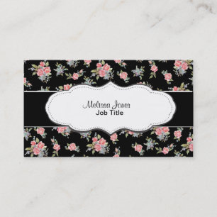Carte De Visite Motif floral de rose de noir et de rose