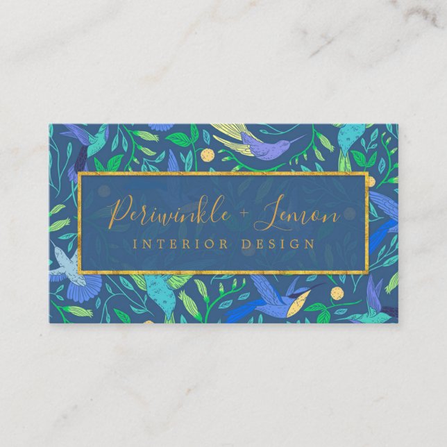 Carte De Visite Motif floral d'oiseaux stylish Periwinkle (Devant)