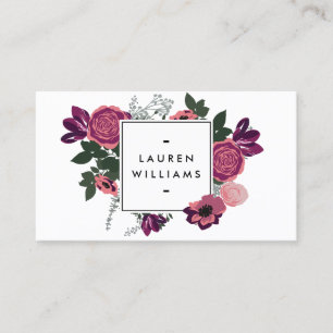 Carte De Visite Motif floral moderne Vintage foncé Concepteur blan