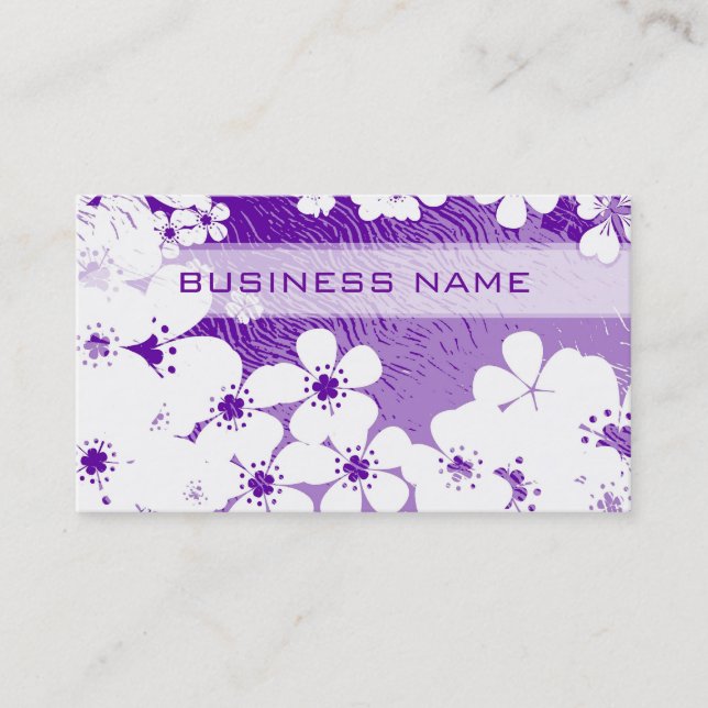 Carte De Visite Motif floral pourpre et blanc (Devant)