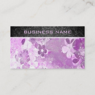 Carte De Visite motif floral pourpre gris vintage