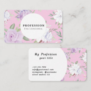 Carte De Visite Motif floral rose romantique