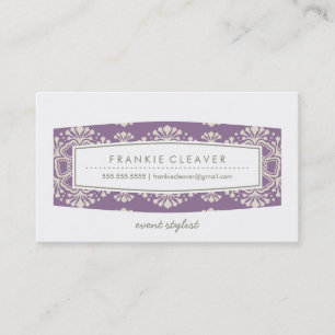 CARTE DE VISITE motif floral vintage crème pourpre