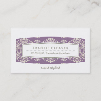 CARTE DE VISITE motif floral vintage crème pourpre