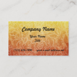 Carte De Visite Motif floral vintage jaune orange