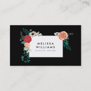 Carte De Visite Motif Floral vintage moderne sur Black Designer