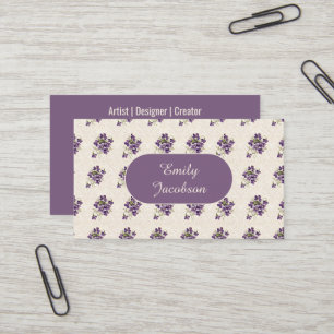 Carte De Visite Motif floral violet Art Nouveau