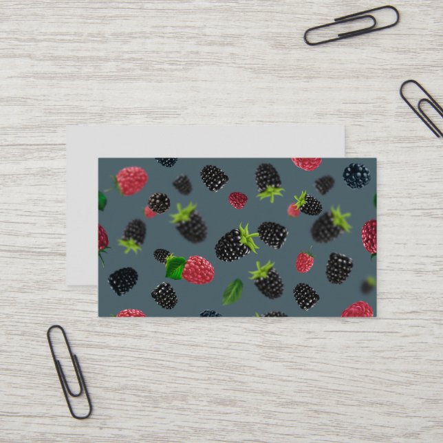 Carte De Visite Motif framboise 2 (Devant/Arrière en situation)