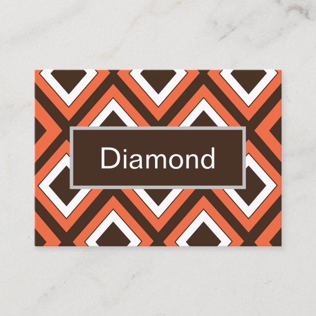 Carte De Visite Motif géométrique orange Brown Diamant (Devant)