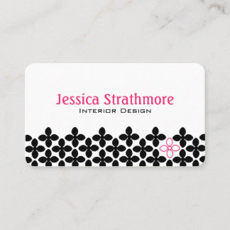 Carte De Visite Motif géométrique rose et noir