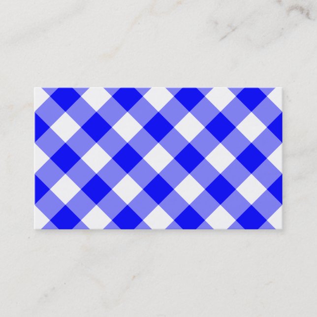 Carte De Visite Motif Gingham Bleu (Devant)