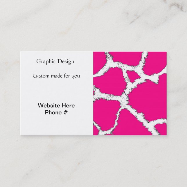Carte De Visite Motif Girafe Rose et Blanc (Devant)