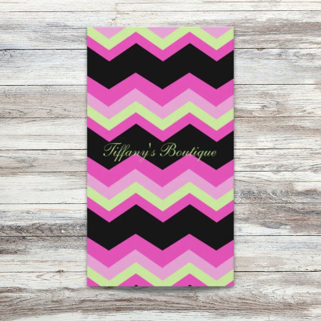Carte De Visite motif girly zigzag fuchsia (girly pattern zigzag fuchsia hot pink chevron business card)