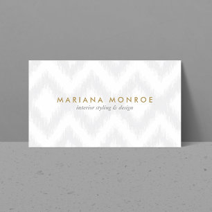 Carte De Visite MOTIF IKAT DESIGNER en gris/blanc