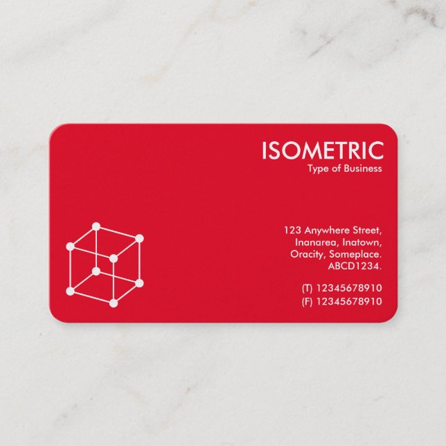 Carte De Visite Motif Isométrique Cube - Rouge/Gris (Devant)