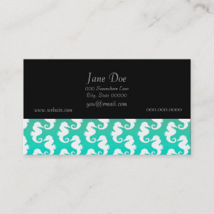 Carte De Visite Motif joli hippocampe sur bleu vert