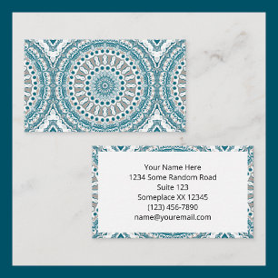 Carte De Visite Motif mandala aqua et marron
